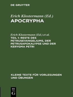 cover image of Reste des Petrusevangeliums, der Petrusapokalypse und der Kerygma Petri